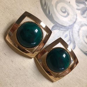VTG MALACHITE EARINGS 